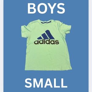 ADIDAS BOYS- GREEN/ BLUE TEE - SMALL (8)